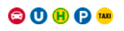 PKW, U-Bahn, Bus Haltestellen, Parkplätze, Taxistand